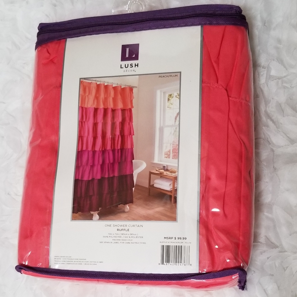 Ruffle Shower Curtain Peach Plum